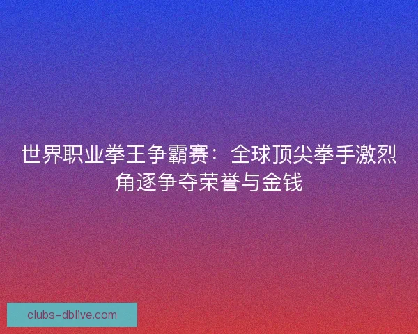 世界职业拳王争霸赛：全球顶尖拳手激烈角逐争夺荣誉与金钱