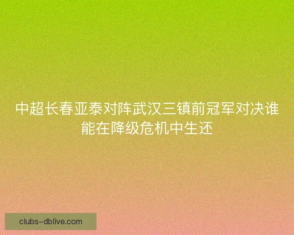 中超长春亚泰对阵武汉三镇前冠军对决谁能在降级危机中生还